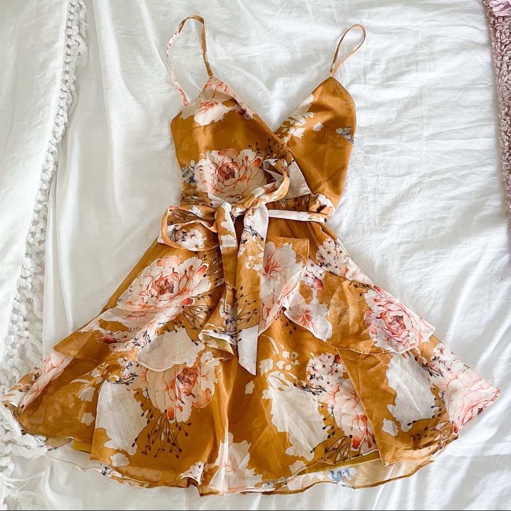 Yellow Floral Ruffle Sundress